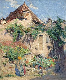 Henri Martin - House and Garden at Saint-Cirq-Lapopie, 1920大師畫家風(fēng)景畫靜物油畫建筑油畫裝飾畫
