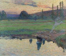 Henri Martin - Laundress by the Water, 1905-10大師畫家風(fēng)景畫靜物油畫建筑油畫裝飾畫