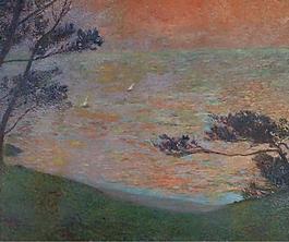 Henri Martin - Sunset at the Seashore, 1898-99大师画家风景画静物油画建筑油画装饰画