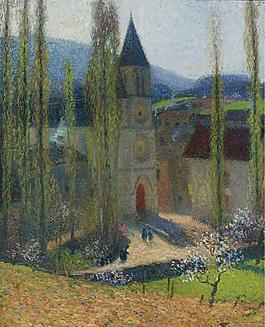 Henri Martin - The Church of Labastide-du-Vert, Late Afternoon大師畫家風(fēng)景畫靜物油畫建筑油畫裝飾畫