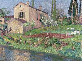 Henri Martin - The House of Marie-Louise in Spring at Labastide-du-Vert大師畫家風(fēng)景畫靜物油畫建筑油畫裝飾畫
