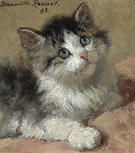 Henriette Ronner-Knip - An Inquisitive Kitten, 1893大師畫家風(fēng)景畫靜物油畫建筑油畫裝飾畫