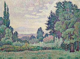 Jean Metzinger - Landscape with Two Cypresses, 1905大師畫家風景畫靜物油畫建筑油畫裝飾畫
