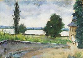 Lesser Ury - House by the Lake大師畫家風景畫靜物油畫建筑油畫裝飾畫
