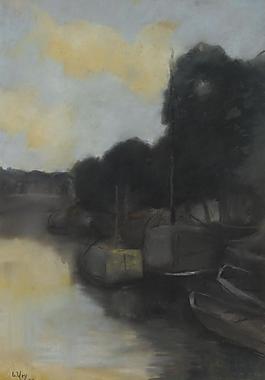 Lesser Ury - On a Canal, 1912大师画家风景画静物油画建筑油画装饰画
