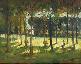 John Young Johnstone - In the Marple Grove, 1925大師畫(huà)家風(fēng)景畫(huà)靜物油畫(huà)建筑油畫(huà)裝飾畫(huà)