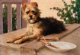 Lucien Henry - The Dog, 1890大師畫家風景畫靜物油畫建筑油畫裝飾畫