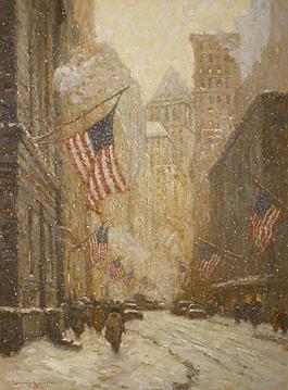 Laurence A. Campbell - Winter on Broad Street大师画家风景画静物油画建筑油画装饰画