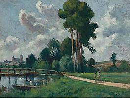 Maximilien Luce - Auxerre, Landscape of a Riverbank, 1900大師畫家風(fēng)景畫靜物油畫建筑油畫裝飾畫