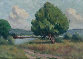 Maximilien Luce - Roche-Guyon, the Trees大师画家风景画静物油画建筑油画装饰画