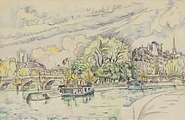 Paul Signac - The Siene at Vert-Galant, 1925大师画家风景画静物油画建筑油画装饰画