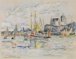 Paul Signac - View of the Port of Sables d`Olonne, 1913大師畫家風景畫靜物油畫建筑油畫裝飾畫