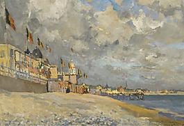 Paul Manthieu - The Beach at Saint-Adresse, 1915大师画家风景画静物油画建筑油画装饰画
