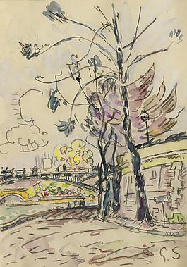 Paul Signac - Paris, the Bridge of Arts, View to the Riverbank大师画家风景画静物油画建筑油画装饰画