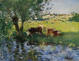 Pierre-Eugene Montezin - Cows in the Willow`s Shade大師畫家風(fēng)景畫靜物油畫建筑油畫裝飾畫