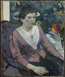Paul Gauguin - Woman in Front of a Still Life by Cezanne, 1890法国画家保罗.高更paul gauguin印象派油画装饰画