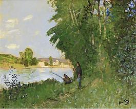 Pierre-Eugene Montezin - Landscape with Two Fishermen大師畫家風(fēng)景畫靜物油畫建筑油畫裝飾畫