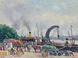 Maximilien Luce - The Quay of Bercy, 1925大師畫(huà)家風(fēng)景畫(huà)靜物油畫(huà)建筑油畫(huà)裝飾畫(huà)
