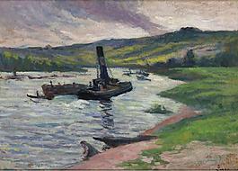 Maximilien Luce - Tugboat on the Seine大师画家风景画静物油画建筑油画装饰画
