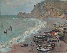 Beach at 茅tretat, 1883法國(guó)畫(huà)家克勞德.莫奈oscar claude Monet風(fēng)景油畫(huà)裝飾畫(huà)