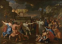 Nicolas Poussin - The Adoration of the Golden Calf法國畫家尼古拉斯普桑Nicolas Poussin古典主義油畫裝飾畫