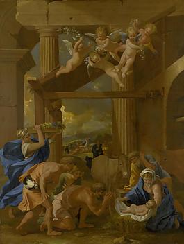 Nicolas Poussin - The Adoration of the Shepherds法國畫家尼古拉斯普桑Nicolas Poussin古典主義油畫裝飾畫