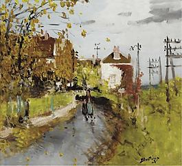 Pierre-Eugene Montezin - Sandy Road after the Rain大師畫家風景畫靜物油畫建筑油畫裝飾畫