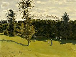 Train in the Countryside, 1870法国画家克劳德.莫奈oscar claude Monet风景油画装饰画