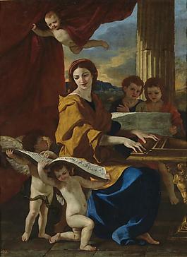 Poussin, Nicholas - Saint Cecile, Ca. 1635法國畫家尼古拉斯普桑Nicolas Poussin古典主義油畫裝飾畫