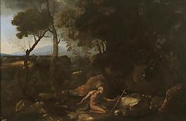 Poussin, Nicholas - Landscape with Saint Jerome, Ca. 1637法國畫家尼古拉斯普桑Nicolas Poussin古典主義油畫裝飾畫