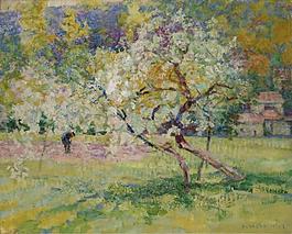 Victor Charreton - Blooming Trees大師畫家風景畫靜物油畫建筑油畫裝飾畫