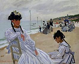 The Beach at Trouville, 1870-71法国画家克劳德.莫奈oscar claude Monet风景油画装饰画