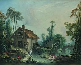 Francois Boucher - Landscape with a Watermill法國(guó)畫家弗朗索瓦布歇francois boucher人物油畫裝飾畫