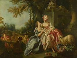 Studio of Francois Boucher - The Billet-Doux法國(guó)畫家弗朗索瓦布歇francois boucher人物油畫裝飾畫