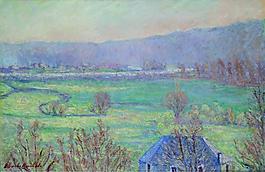 Blanche Hoschede-Monet - Blue House in the Outskirts of Giverny法國畫家克勞德.莫奈oscar claude Monet風(fēng)景油畫裝飾畫