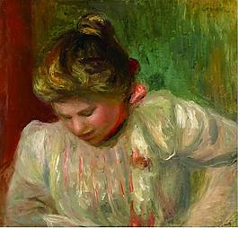 Pierre Auguste Renoir - Bust of a Girl, 1900法国画家皮埃尔奥古斯特雷诺阿Pierre Auguste Renoir印象派人物油画