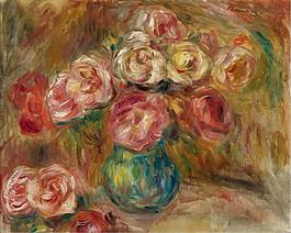 Pierre Auguste Renoir - Vase with Flowers 01法國(guó)畫(huà)家皮埃爾奧古斯特雷諾阿Pierre Auguste Renoir印象派人物油畫(huà)