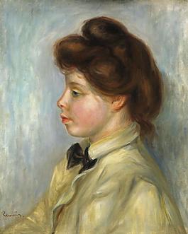 Pierre Auguste Renoir - Young Woman with Black Tie, 1897-98法國畫家皮埃爾奧古斯特雷諾阿Pierre Auguste Renoir印象派人物油