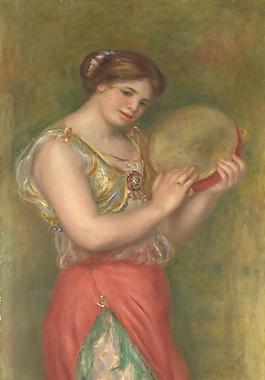 Pierre-Auguste Renoir - Dancing Girl with Tambourine法国画家皮埃尔奥古斯特雷诺阿Pierre Auguste Renoir印象派人物油画