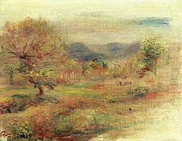 Pierre Auguste Renoir - Landscape in Red, 1900-10法國畫家皮埃爾奧古斯特雷諾阿Pierre Auguste Renoir印象派人物油畫