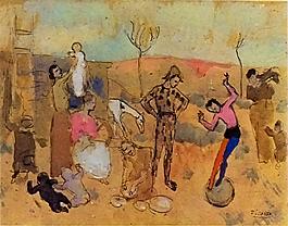 1905 Famille de bateleurs西班牙畫家巴勃羅畢加索抽象油畫人物人體油畫裝飾畫