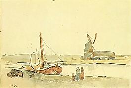 1905 Un bateau sur le canal西班牙画家巴勃罗毕加索抽象油画人物人体油画装饰画