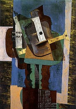 1916 Guitare, clarinette et bouteille sur une table西班牙畫家巴勃羅畢加索抽象油畫人物人體油畫裝飾畫