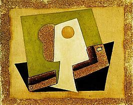 1917 Composition au verre [Verre et pipe]西班牙画家巴勃罗毕加索抽象油画人物人体油画装饰画