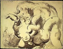 1933 Minotaure et nu (Le viol)西班牙畫家巴勃羅畢加索抽象油畫人物人體油畫裝飾畫