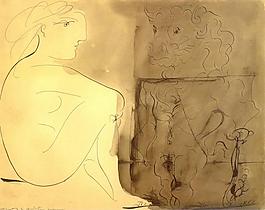 1933 Nu accroupi et Minotaure西班牙畫家巴勃羅畢加索抽象油畫人物人體油畫裝飾畫