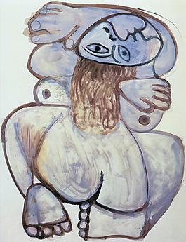1971 Nu accroupi西班牙畫家巴勃羅畢加索抽象油畫人物人體油畫裝飾畫