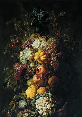 Utrecht, Adriaen van - Feston de frutas y verduras, 1638水果疏菜静物油画超写实主义油画静物