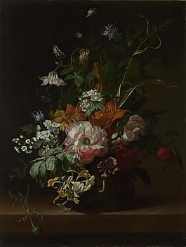 Rachel Ruysch - Flowers in a Vase花卉水果蔬菜器皿靜物印象畫(huà)派寫(xiě)實(shí)主義油畫(huà)裝飾畫(huà)