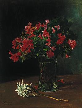 Wilhelm Trubner - Flower Vase花卉水果蔬菜器皿静物印象画派写实主义油画装饰画